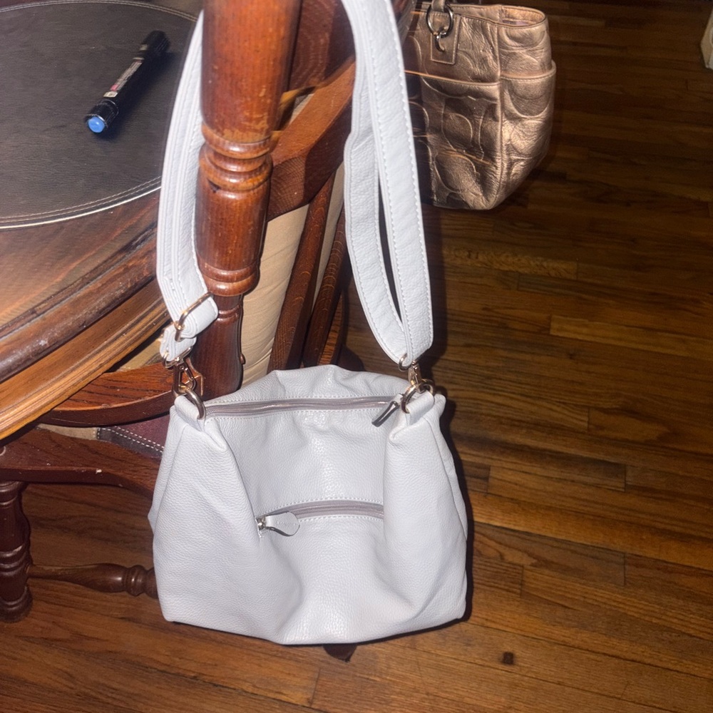 White Slouchy Shoulder Bag with Textured Finish